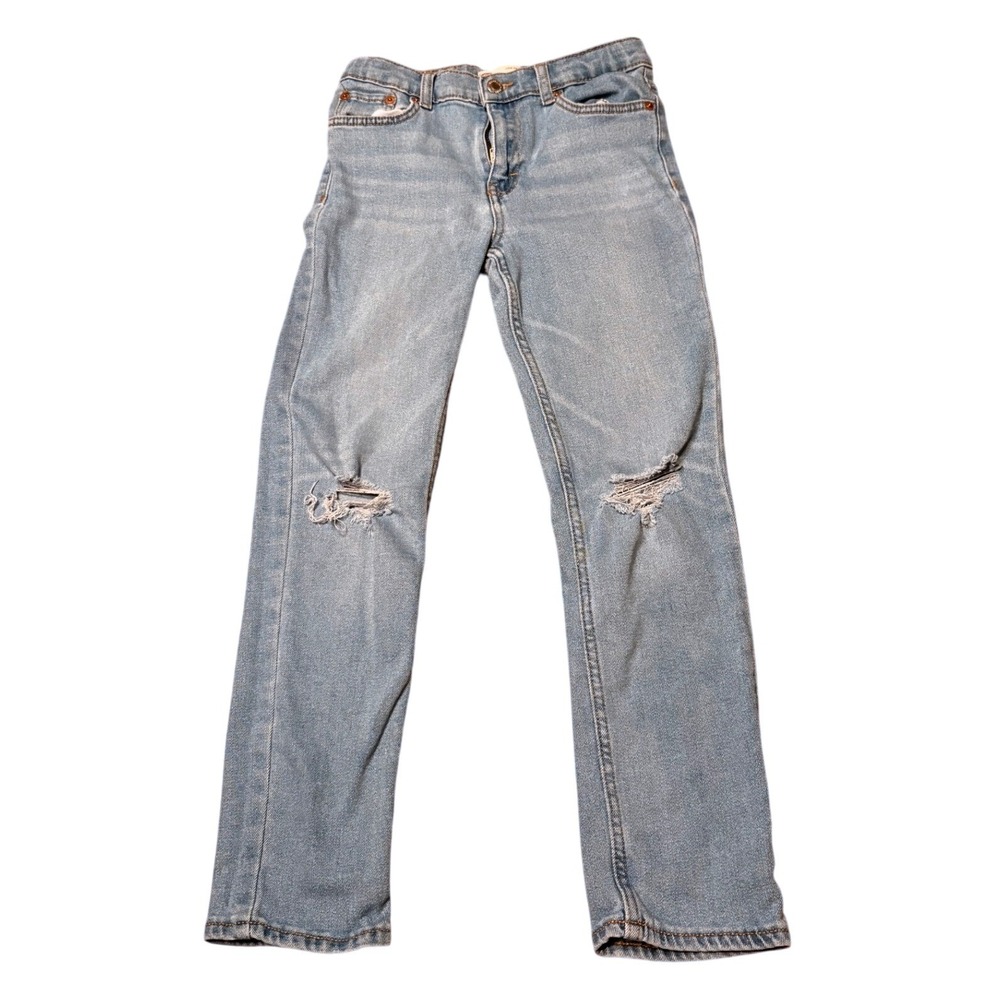 Levi Low Pro Jeans Kids 12 Light Wash Blue Good Distressed Straight Leg